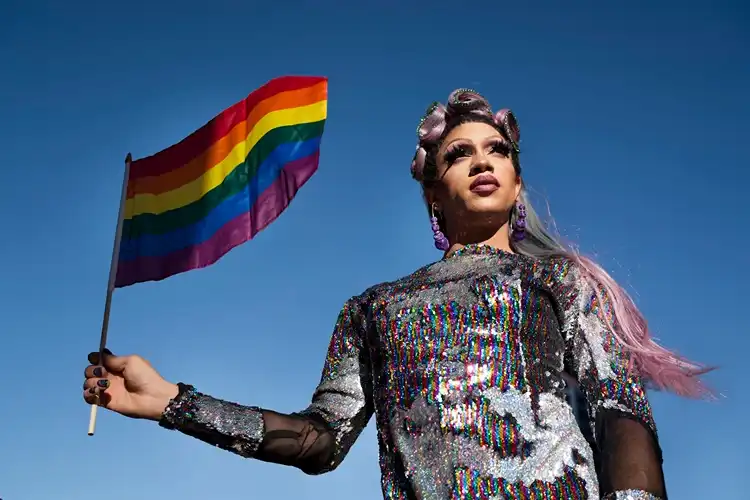 Close-up portrait with pride styling