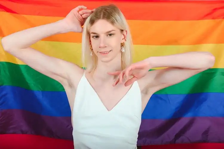 Portrait with colorful makeup and a pride theme